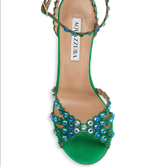 Aquazurra Tequila Embellished Suede Sandals - Picture 5 of 10